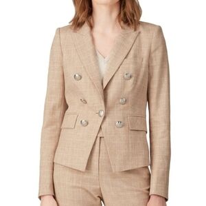 Veronica Beard Miller Linen-Blend Plaid Dickey Jacket - Size 4